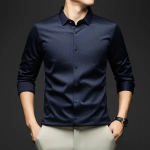 BROWON Men Shirt Long Sleeve Autumn 2025 New Solid Color Casual Luxury Shirt Man Business Office Slim Shirts for Men Clothes