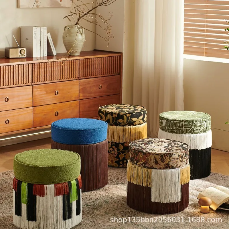French Medieval Round Stools Fringed Benchsofa Small Homestay Ottomans Hotel Interior Living Room Furniture Le Tabouret XYDZ - Image 2