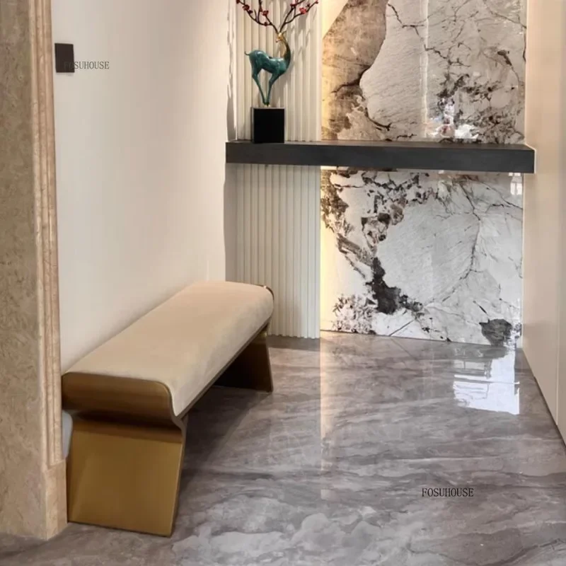 Luxury Metal Entrance Shoe Change Stool Home Furniture Bedroom Living Room Foot Pedal Minimalist Sofa Cloakroom Bench - Image 5