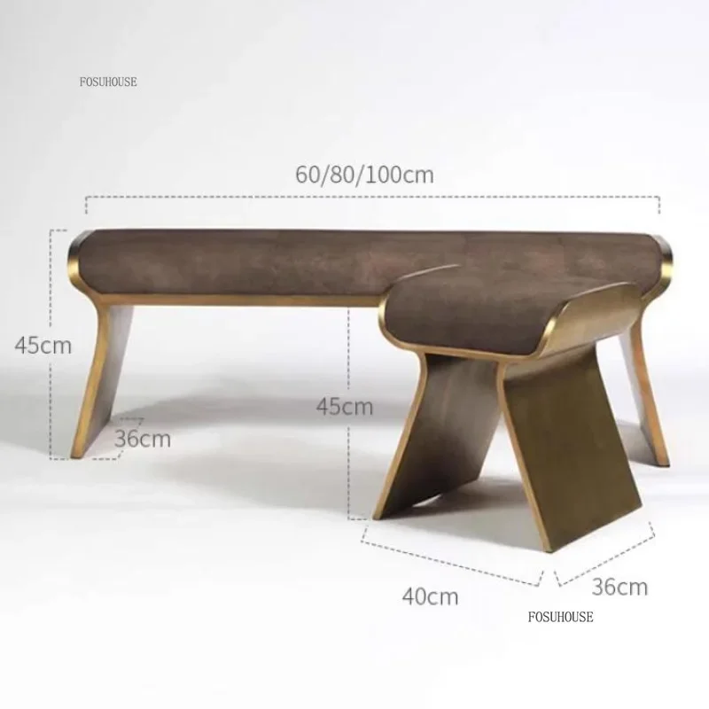 Luxury Metal Entrance Shoe Change Stool Home Furniture Bedroom Living Room Foot Pedal Minimalist Sofa Cloakroom Bench - Image 6