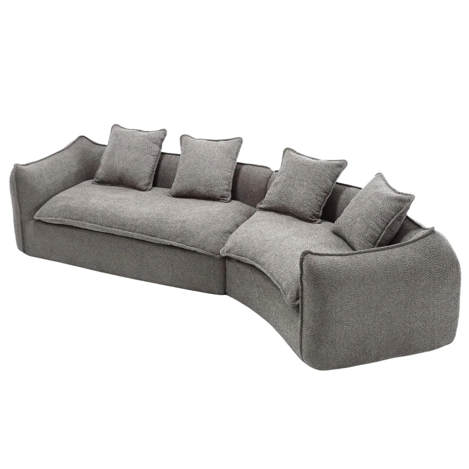 129.9" Modular Sectional Sofa with 4 Throw Pillow, Fabric Modern 5 Seat Round Shaped Convertible Sofa for Living, Customized - Image 2