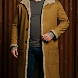 Winter Men's Faux Fur Casual Coat, Thickened Button Closed Lapel Overcoat Cotton-Padded Jacket Warm And Windproof Men's Clothes