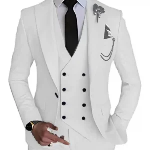Luxury Men's Suit Single Button Business Suit 3-piece Wedding Groom Tuxedo (Jacket+Vest+Pants) Elegant High Quality 2024