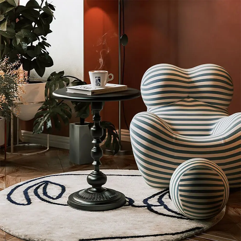 Metal Round Side Table Vintage End Table Small Accent Pedestal Table Nightstand