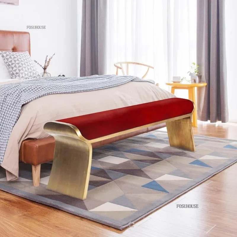 Luxury Metal Entrance Shoe Change Stool Home Furniture Bedroom Living Room Foot Pedal Minimalist Sofa Cloakroom Bench - Image 4