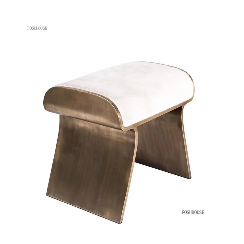 Luxury Metal Entrance Shoe Change Stool Home Furniture Bedroom Living Room Foot Pedal Minimalist Sofa Cloakroom Bench - Image 3