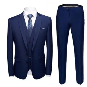 Men Suit Set Business Casual Slim Fit Groom Wedding Three Piece Suit Stylish Blazer Vest Pants